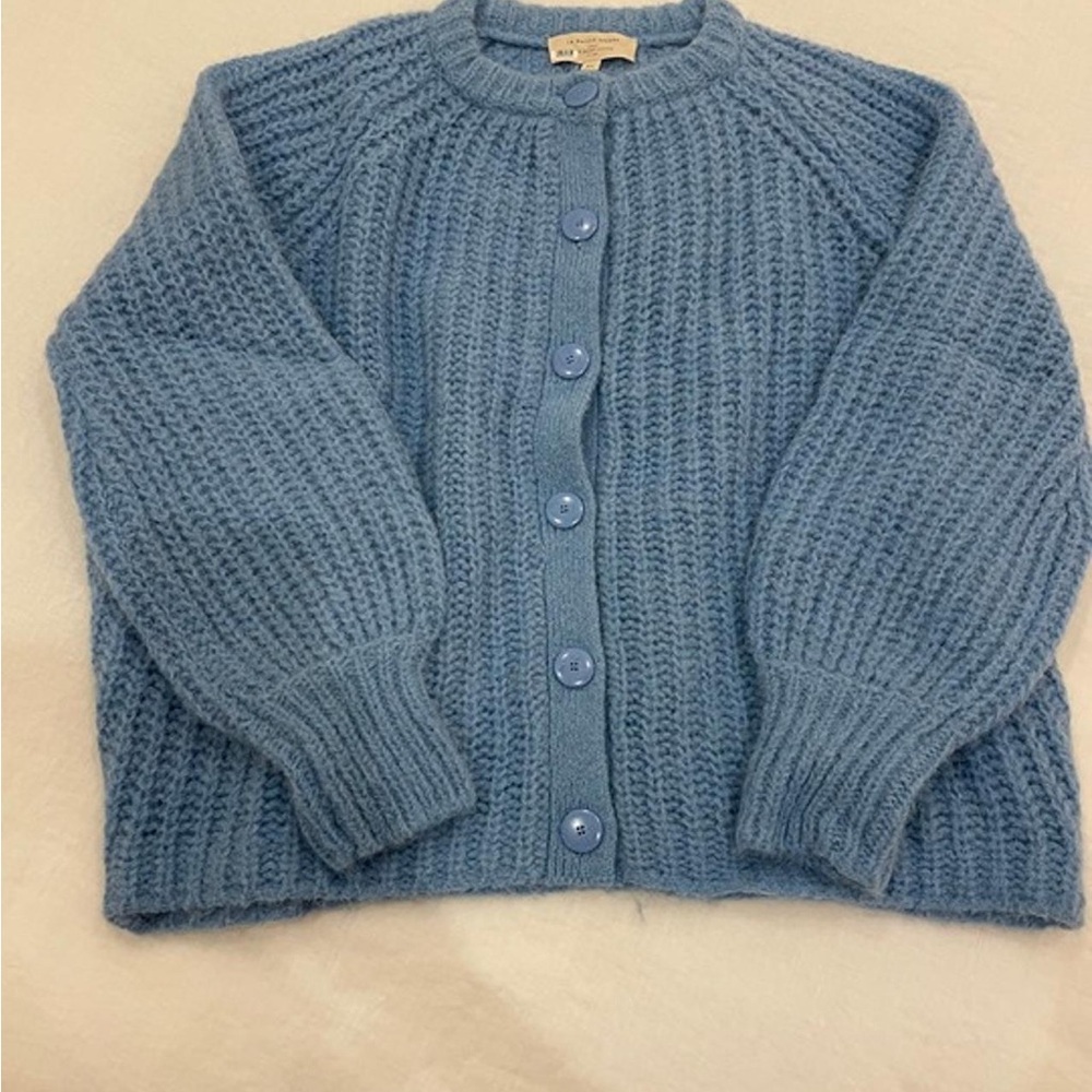 Sezane Light Blue Textured Cardigan
